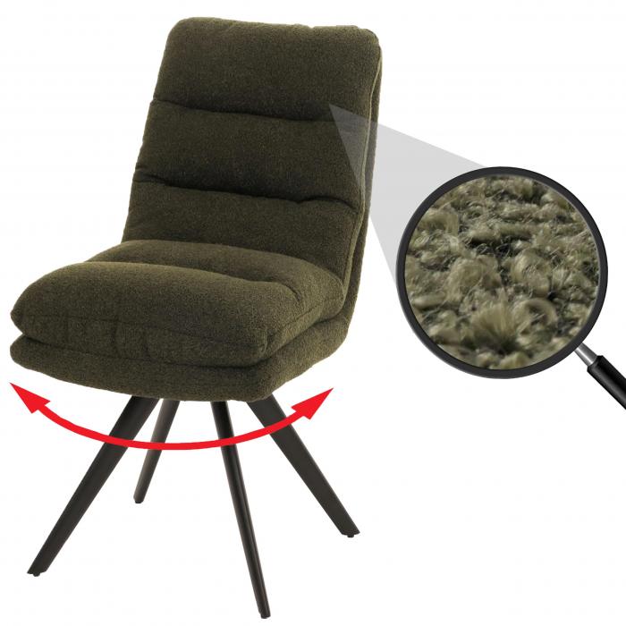 Esszimmerstuhl HWC-G66, Kchenstuhl Stuhl, drehbar Auto-Position Stoff/Textil Boucl MVG ~ grn