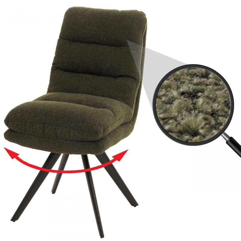 Esszimmerstuhl HWC-G66, Kchenstuhl Stuhl, drehbar Auto-Position Stoff/Textil Boucl MVG ~ grn