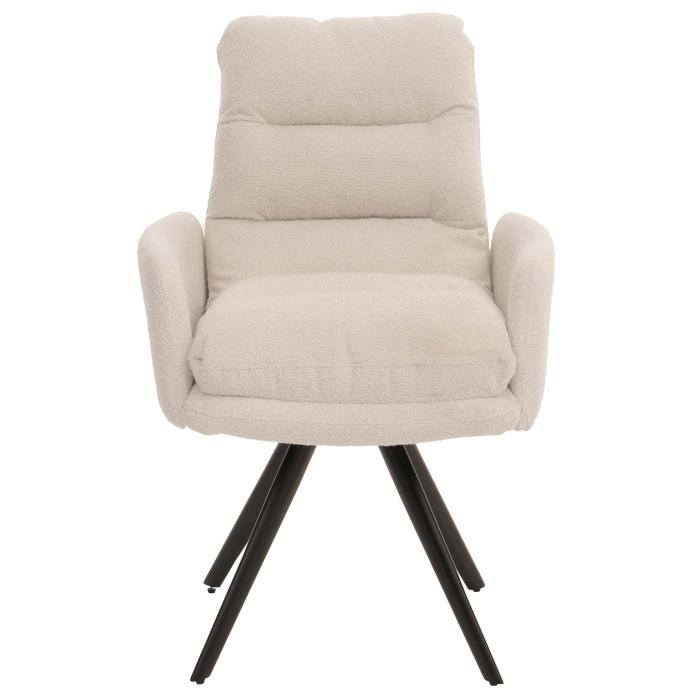 6er-Set Esszimmerstuhl HWC-G66, Kchenstuhl, drehbar Auto-Position Stoff/Textil Boucl MVG ~ cremewei, mit Armlehne