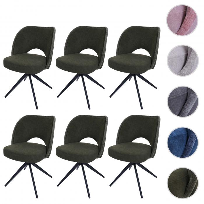 6er-Set Esszimmerstuhl HWC-N72, Polster-Kchenstuhl, drehbar Auto-Return, Stoff/Textil (420g/m) ko-Tex ~ grn