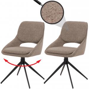 2er-Set Esszimmerstuhl HWC-N73, Kchenstuhl, drehbar Auto-Return, Stoff/Textil Boucle (540g/m) ko-Tex ~ beige