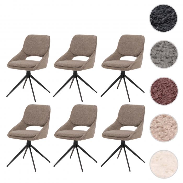 6er-Set Esszimmerstuhl HWC-N73, Kchenstuhl, drehbar Auto-Return, Stoff/Textil Boucle (540g/m) ko-Tex ~ beige