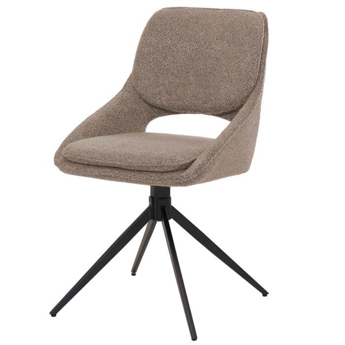 6er-Set Esszimmerstuhl HWC-N73, Kchenstuhl, drehbar Auto-Return, Stoff/Textil Boucle (540g/m) ko-Tex ~ beige