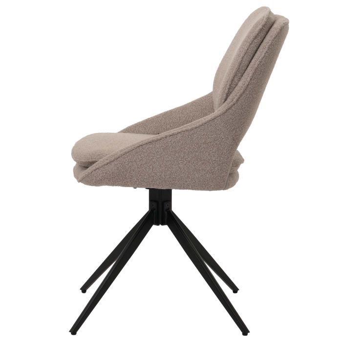 6er-Set Esszimmerstuhl HWC-N73, Kchenstuhl, drehbar Auto-Return, Stoff/Textil Boucle (540g/m) ko-Tex ~ beige
