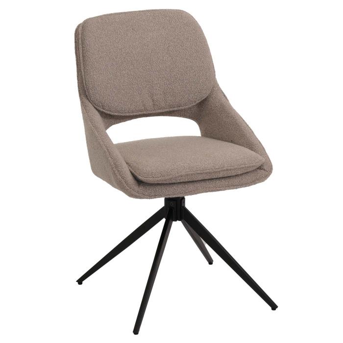 6er-Set Esszimmerstuhl HWC-N73, Kchenstuhl, drehbar Auto-Return, Stoff/Textil Boucle (540g/m) ko-Tex ~ beige