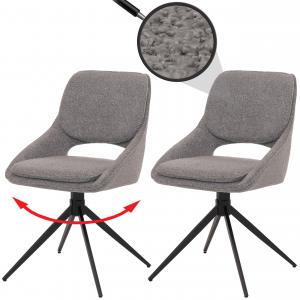 2er-Set Esszimmerstuhl HWC-N73, Kchenstuhl, drehbar Auto-Return, Stoff/Textil Boucle (540g/m) ko-Tex ~ grau