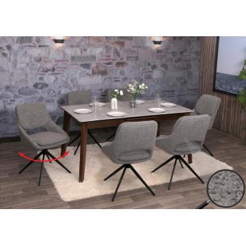 6er-Set Esszimmerstuhl HWC-N73, Kchenstuhl, drehbar Auto-Return, Stoff/Textil Boucle (540g/m) ko-Tex ~ grau