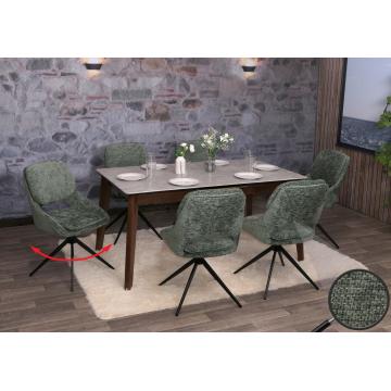6er-Set Esszimmerstuhl HWC-N73, Kchenstuhl, drehbar Auto-Return, Stoff/Textil Chenille (490g/m) ko-Tex ~ grn
