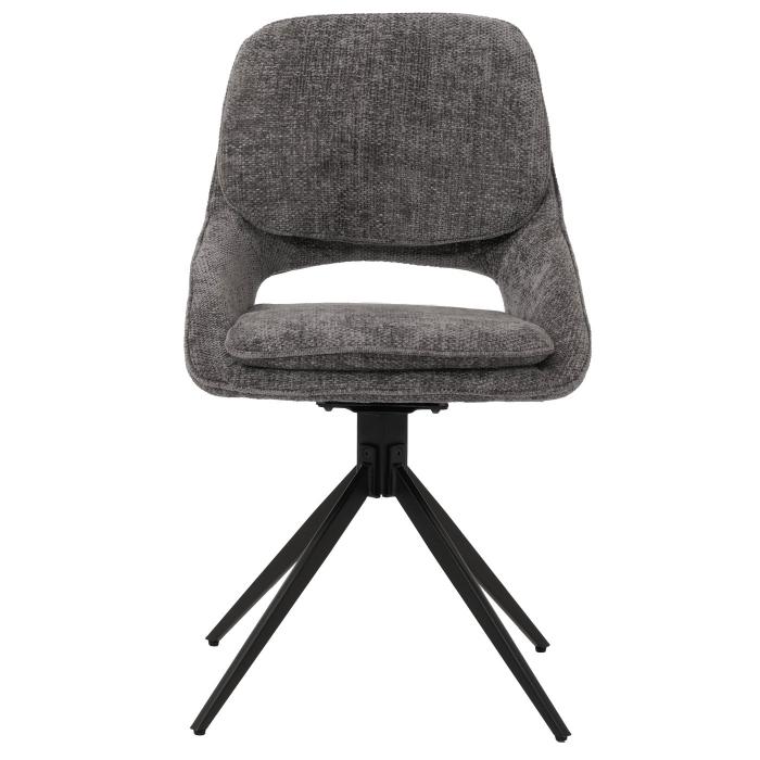 2er-Set Esszimmerstuhl HWC-N73, Kchenstuhl, drehbar Auto-Return, Stoff/Textil Chenille (490g/m) ko-Tex ~ dunkelgrau