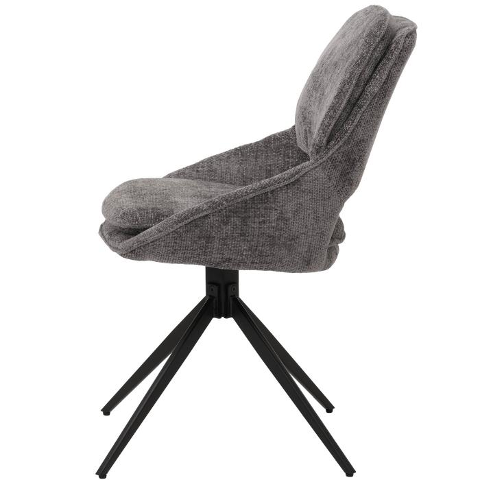 2er-Set Esszimmerstuhl HWC-N73, Kchenstuhl, drehbar Auto-Return, Stoff/Textil Chenille (490g/m) ko-Tex ~ dunkelgrau
