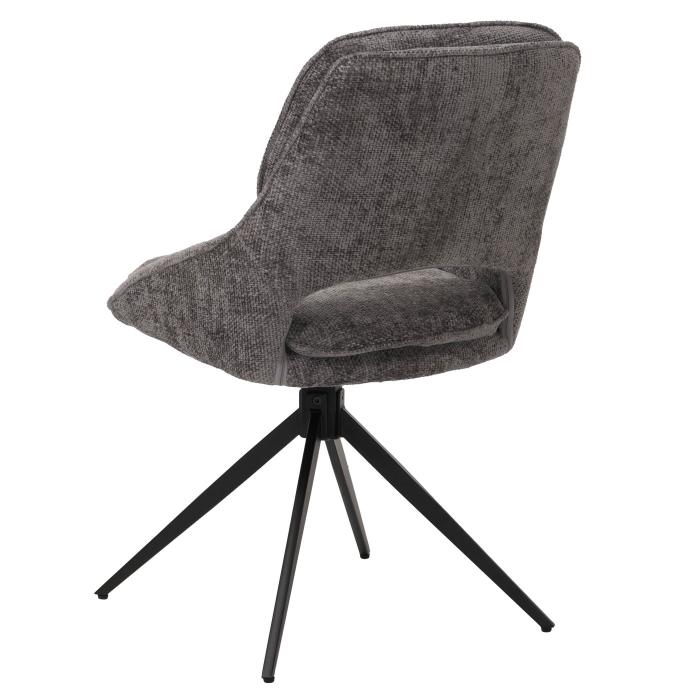 2er-Set Esszimmerstuhl HWC-N73, Kchenstuhl, drehbar Auto-Return, Stoff/Textil Chenille (490g/m) ko-Tex ~ dunkelgrau
