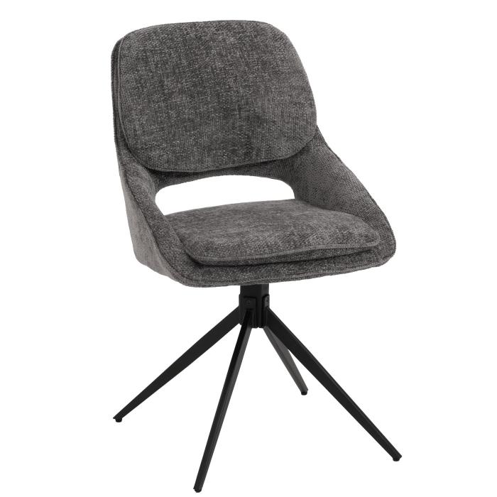 2er-Set Esszimmerstuhl HWC-N73, Kchenstuhl, drehbar Auto-Return, Stoff/Textil Chenille (490g/m) ko-Tex ~ dunkelgrau