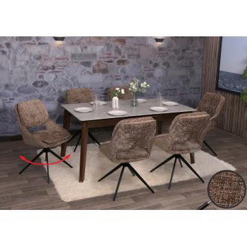 6er-Set Esszimmerstuhl HWC-N73, Kchenstuhl, drehbar Auto-Return, Stoff/Textil Chenille (490g/m) ko-Tex ~ braun