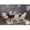 6er-Set Esszimmerstuhl HWC-N73, Kchenstuhl, drehbar Auto-Return, Stoff/Textil Chenille (490g/m) ko-Tex ~ creme-beige