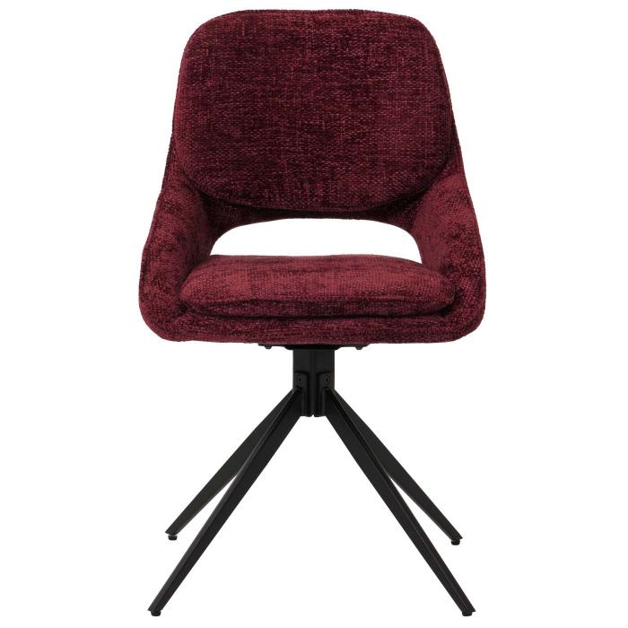 2er-Set Esszimmerstuhl HWC-N73, Kchenstuhl, drehbar Auto-Return, Stoff/Textil Chenille (490g/m) ko-Tex ~ bordeaux