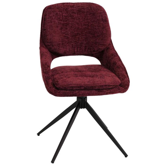 2er-Set Esszimmerstuhl HWC-N73, Kchenstuhl, drehbar Auto-Return, Stoff/Textil Chenille (490g/m) ko-Tex ~ bordeaux