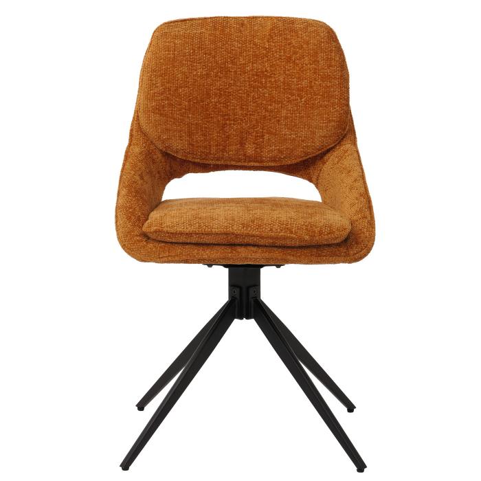 2er-Set Esszimmerstuhl HWC-N73, Kchenstuhl, drehbar Auto-Return, Stoff/Textil Chenille (490g/m) ko-Tex ~ ocker-gelb