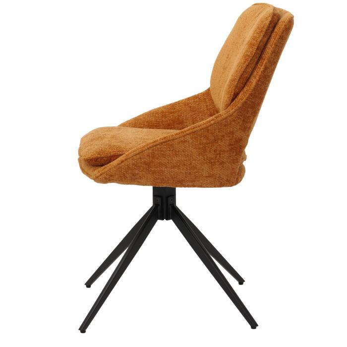 2er-Set Esszimmerstuhl HWC-N73, Kchenstuhl, drehbar Auto-Return, Stoff/Textil Chenille (490g/m) ko-Tex ~ ocker-gelb