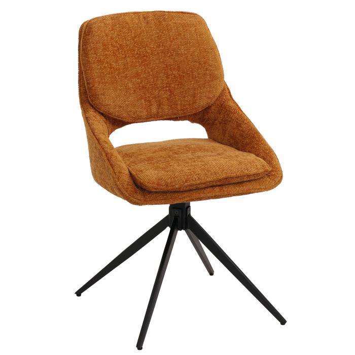 2er-Set Esszimmerstuhl HWC-N73, Kchenstuhl, drehbar Auto-Return, Stoff/Textil Chenille (490g/m) ko-Tex ~ ocker-gelb