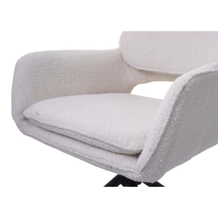 6er-Set Esszimmerstuhl HWC-N74, Kchenstuhl, drehbar Auto-Return, Stoff Boucl (540g/m) ko-Tex ~ creme