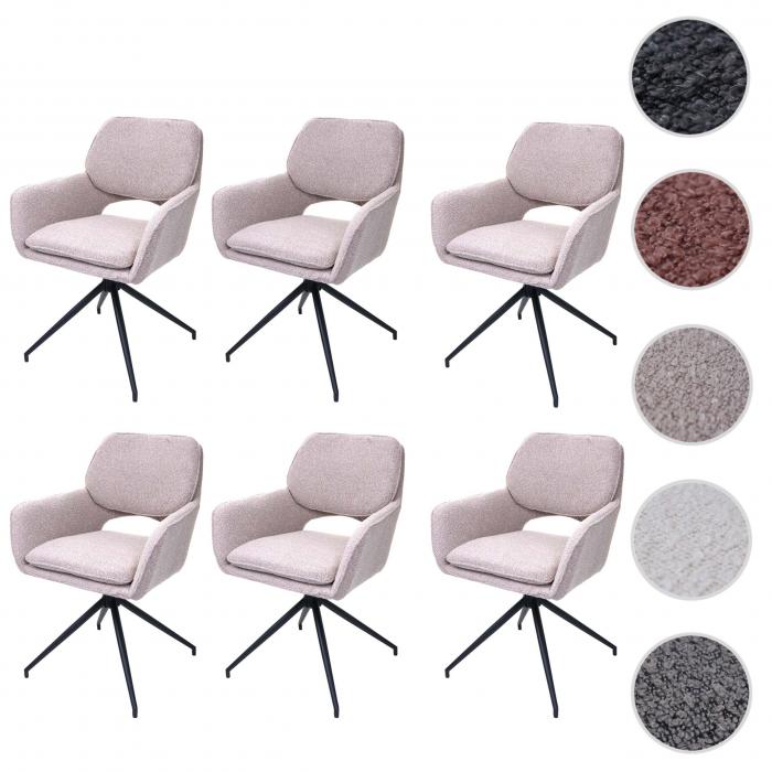 6er-Set Esszimmerstuhl HWC-N74, Kchenstuhl, drehbar Auto-Return, Stoff Boucl (540g/m) ko-Tex ~ beige