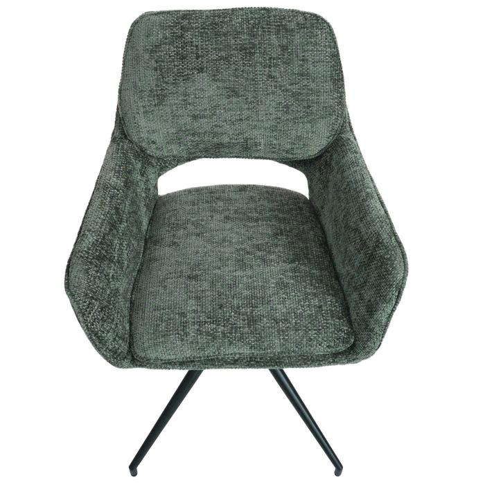 2er-Set Esszimmerstuhl HWC-N74, Kchenstuhl, drehbar Auto-Return, Stoff Chenille (490g/m) ko-Tex ~ grn
