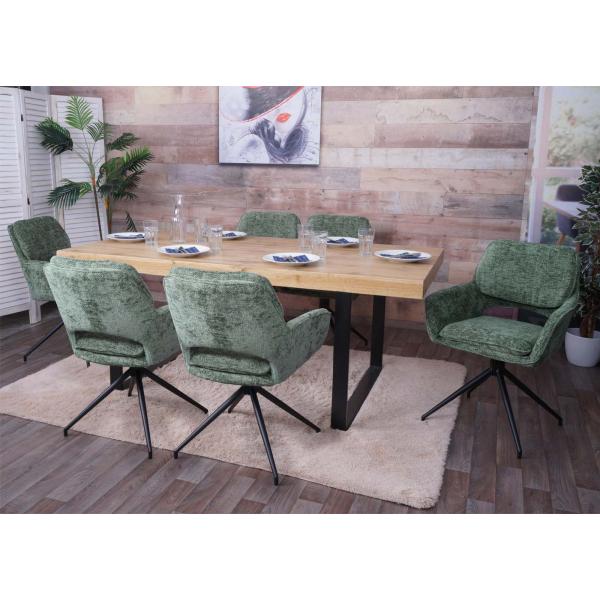 Stimmungsbild fr Produkt 2er-Set Esszimmerstuhl HWC-N74, Kchenstuhl, drehbar Auto-Return, Stoff Chenille (490g/m) ko-Tex ~ grn