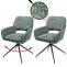 2er-Set Esszimmerstuhl HWC-N74, Kchenstuhl, drehbar Auto-Return, Stoff Chenille (490g/m) ko-Tex ~ grn