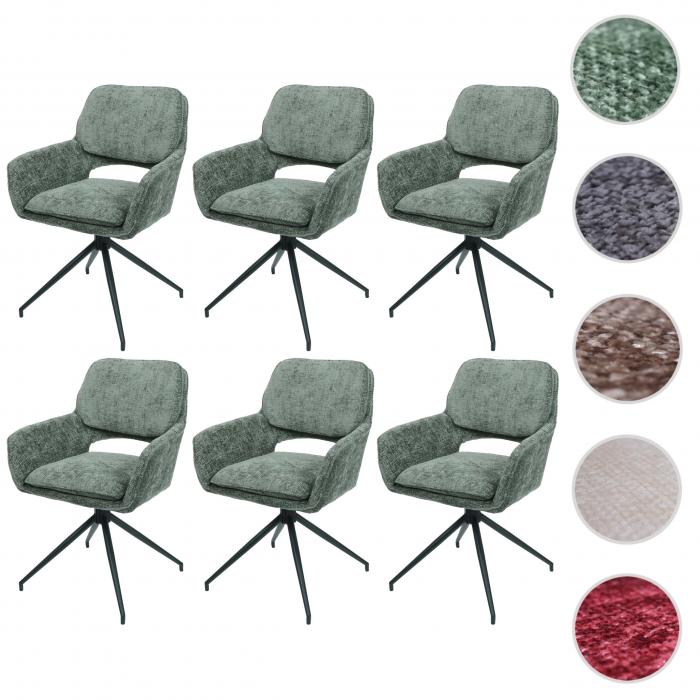 6er-Set Esszimmerstuhl HWC-N74, Kchenstuhl, drehbar Auto-Return, Stoff Chenille (490g/m) ko-Tex ~ grn