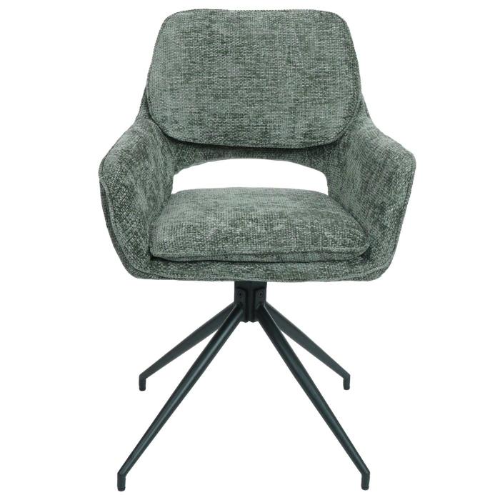 2er-Set Esszimmerstuhl HWC-N74, Kchenstuhl, drehbar Auto-Return, Stoff Chenille (490g/m) ko-Tex ~ grn