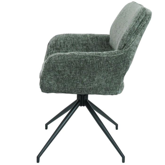 2er-Set Esszimmerstuhl HWC-N74, Kchenstuhl, drehbar Auto-Return, Stoff Chenille (490g/m) ko-Tex ~ grn