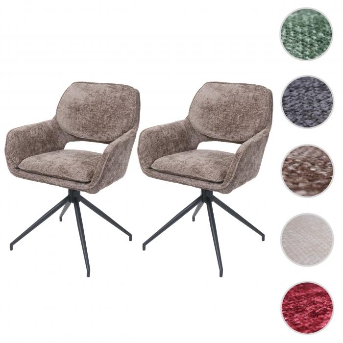 2er-Set Esszimmerstuhl HWC-N74, Kchenstuhl, drehbar Auto-Return, Stoff Chenille (490g/m) ko-Tex ~ braun