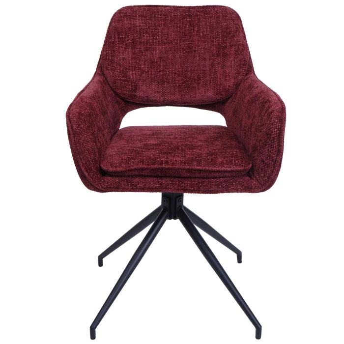 2er-Set Esszimmerstuhl HWC-N74, Kchenstuhl, drehbar Auto-Return, Stoff Chenille (490g/m) ko-Tex ~ bordeaux