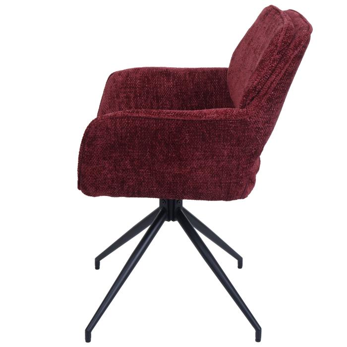 2er-Set Esszimmerstuhl HWC-N74, Kchenstuhl, drehbar Auto-Return, Stoff Chenille (490g/m) ko-Tex ~ bordeaux