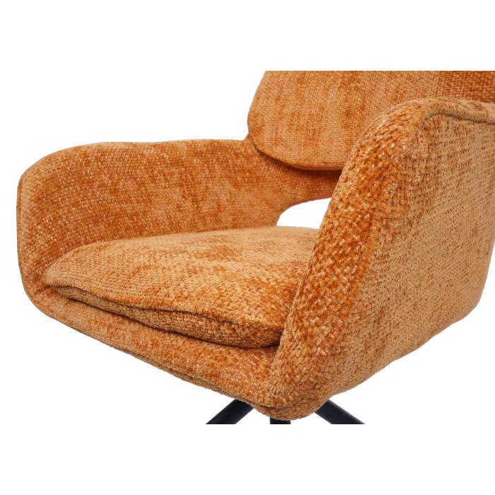 2er-Set Esszimmerstuhl HWC-N74, Kchenstuhl, drehbar Auto-Return, Stoff Chenille (490g/m) ko-Tex ~ ocker-gelb