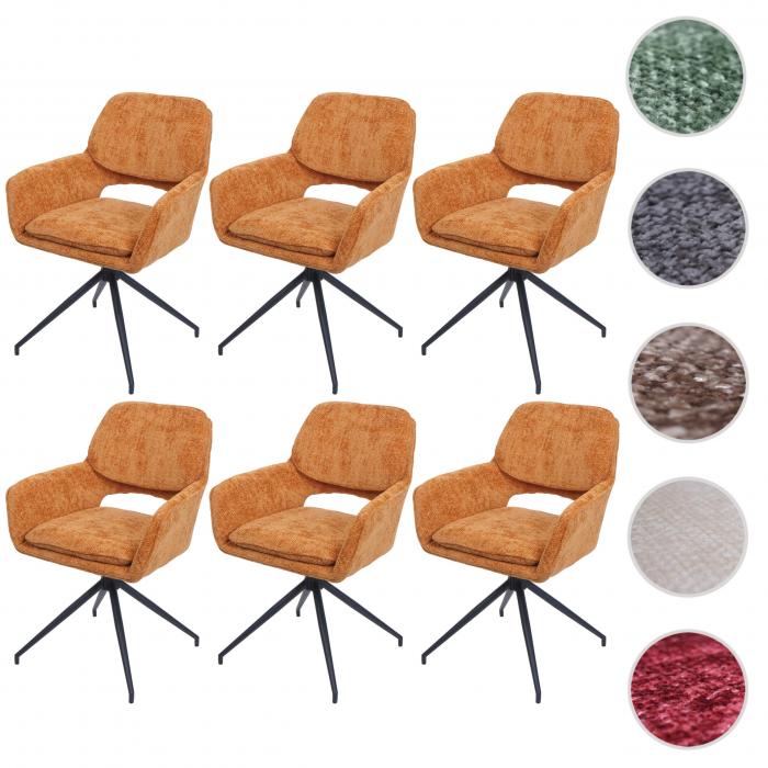 6er-Set Esszimmerstuhl HWC-N74, Kchenstuhl, drehbar Auto-Return, Stoff Chenille (490g/m) ko-Tex ~ ocker-gelb