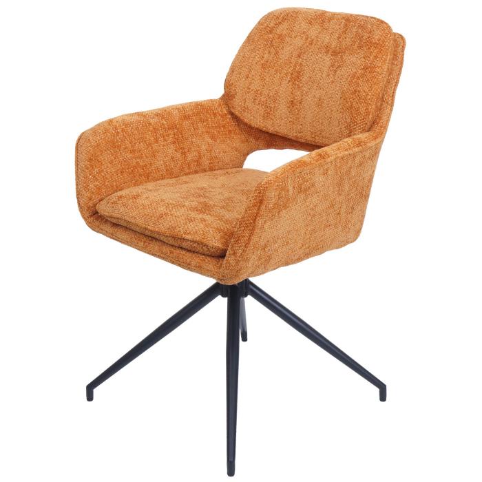 2er-Set Esszimmerstuhl HWC-N74, Kchenstuhl, drehbar Auto-Return, Stoff Chenille (490g/m) ko-Tex ~ ocker-gelb