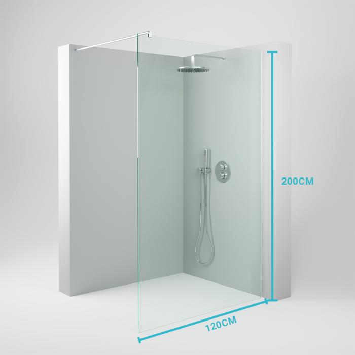 Walk-In-Dusche HLO-GP2, Glaswand Duschwand 210x90 cm
