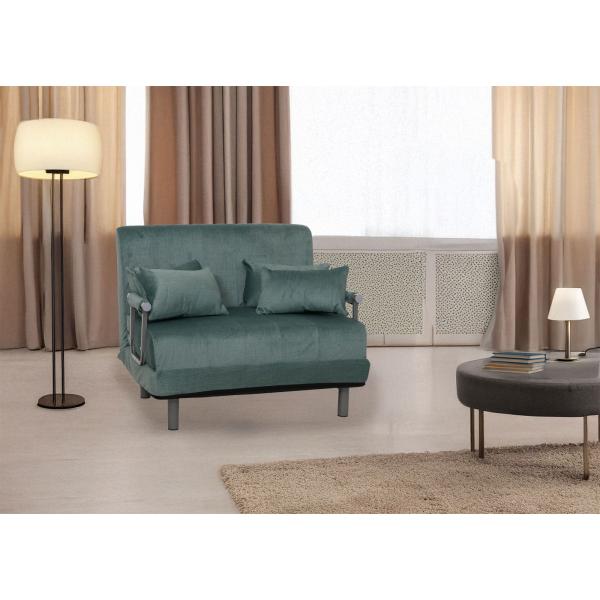 Schlafsessel HWC-K29, Klappsessel Schlafsofa Gstebett, Liegeflche 190x100cm, Stoff Chenille (370g/m) ~ blau-grn