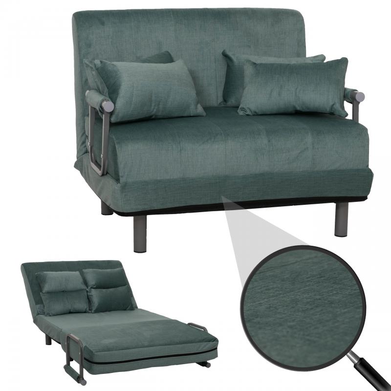 Schlafsessel HWC-K29, Klappsessel Schlafsofa Gstebett, Liegeflche 190x100cm, Stoff Chenille (370g/m) ~ blau-grn