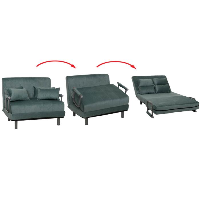 Schlafsessel HWC-K29, Klappsessel Schlafsofa Gstebett, Liegeflche 190x100cm, Stoff Chenille (370g/m) ~ blau-grn