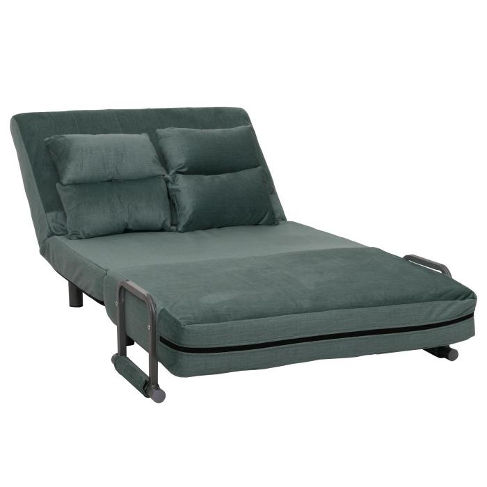 Schlafsessel HWC-K29, Klappsessel Schlafsofa Gstebett, Liegeflche 190x100cm, Stoff Chenille (370g/m) ~ blau-grn