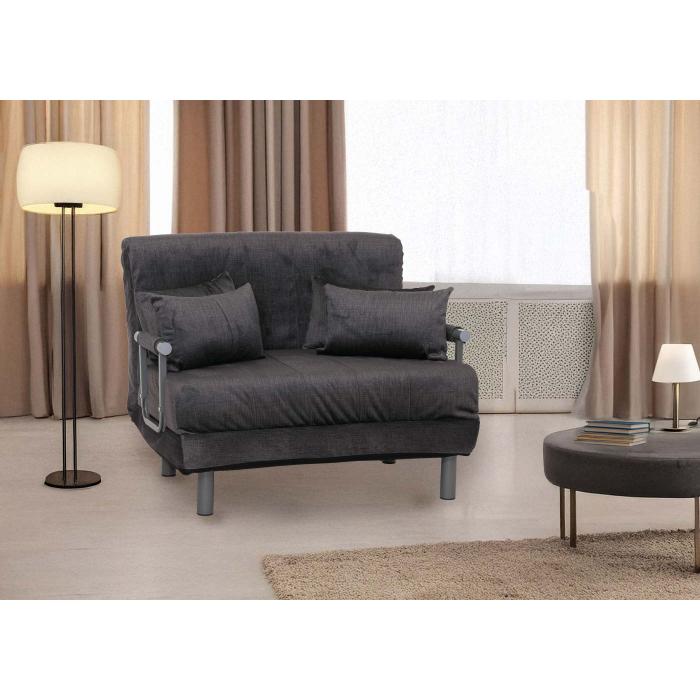 Schlafsessel HWC-K29, Klappsessel Schlafsofa Gstebett, Liegeflche 190x100cm, Stoff Chenille (370g/m) ~ dunkelgrau
