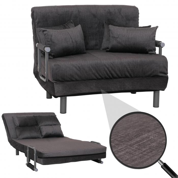 Schlafsessel HWC-K29, Klappsessel Schlafsofa Gstebett, Liegeflche 190x100cm, Stoff Chenille (370g/m) ~ dunkelgrau