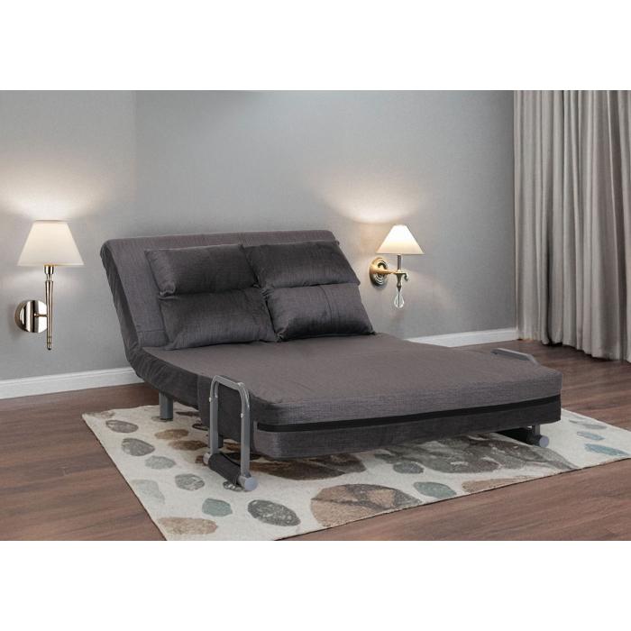 Schlafsessel HWC-K29, Klappsessel Schlafsofa Gstebett, Liegeflche 190x100cm, Stoff Chenille (370g/m) ~ dunkelgrau