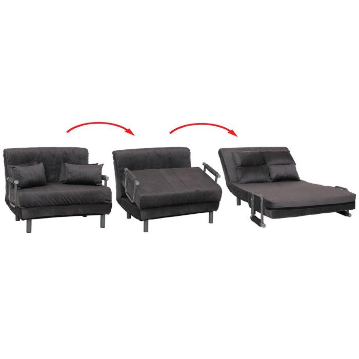 Schlafsessel HWC-K29, Klappsessel Schlafsofa Gstebett, Liegeflche 190x100cm, Stoff Chenille (370g/m) ~ dunkelgrau