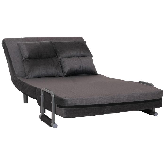 Schlafsessel HWC-K29, Klappsessel Schlafsofa Gstebett, Liegeflche 190x100cm, Stoff Chenille (370g/m) ~ dunkelgrau