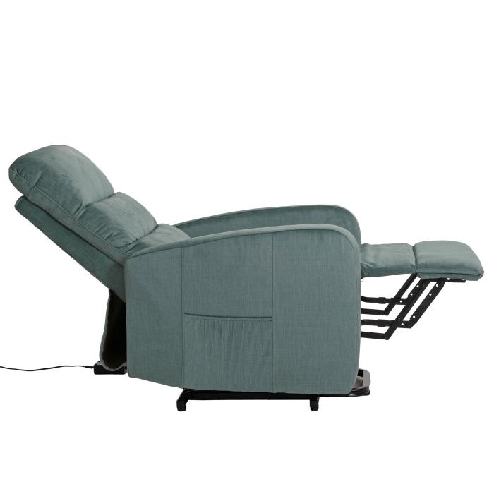 Fernsehsessel HWC-K62, Sessel Relaxsessel TV-Sessel, Liegefunktion Aufstehhilfe elektrisch, Metall Chenille ~ blau-grn