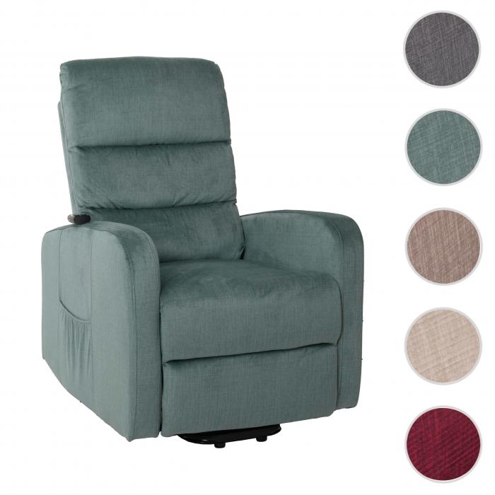 Fernsehsessel HWC-K62, Sessel Relaxsessel TV-Sessel, Liegefunktion Aufstehhilfe elektrisch, Metall Chenille ~ blau-grn