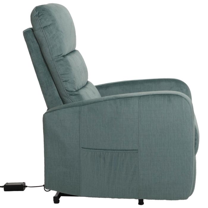 Fernsehsessel HWC-K62, Sessel Relaxsessel TV-Sessel, Liegefunktion Aufstehhilfe elektrisch, Metall Chenille ~ blau-grn